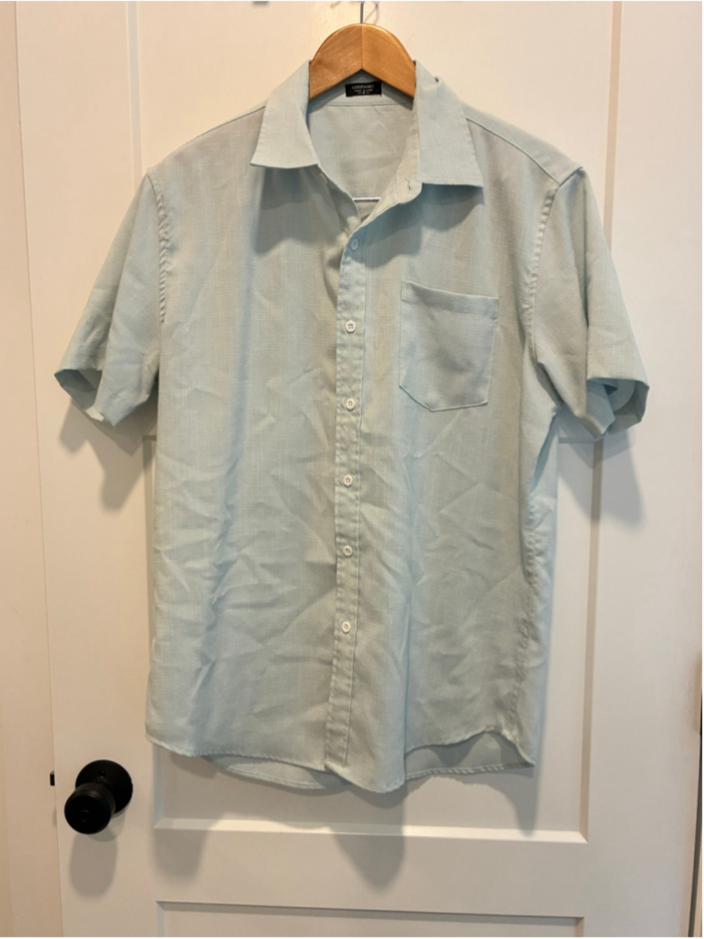 Men's COOFANDY Casual Button Down Shirt, Size M, Light Blue |Teal. Coastal